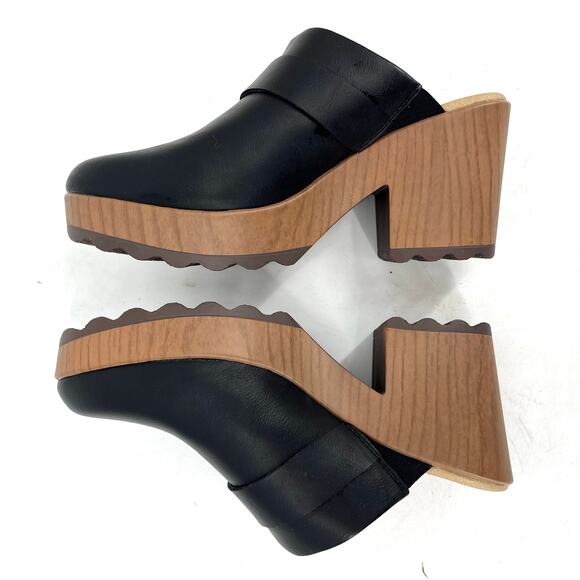 Dr Scholl's Women's 8.5 Faux Leather Vegan Block Heeled Wake Up Clogs Mules - Picture 4 of 8